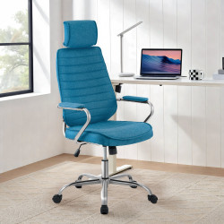 Chaise de bureau Rako, tissu, bleue