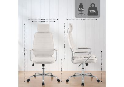 Chaise de bureau Rako, tissu beige