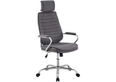 Chaise de bureau Rako, tissu gris foncé