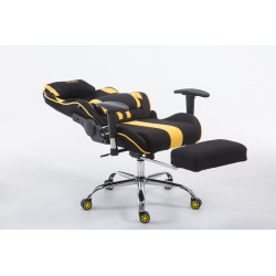 Chaise de bureau racing Limit en tissu avec repose-pieds noir/jaune