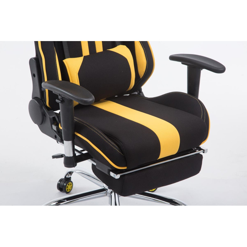 Chaise de bureau racing Limit en tissu avec repose-pieds noir/jaune