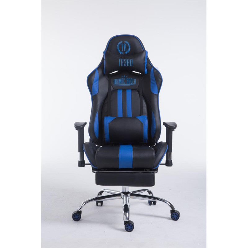 Chaise de bureau racing Limit avec repose-pieds, noir/bleu