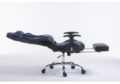 Chaise de bureau racing Limit avec repose-pieds, noir/bleu
