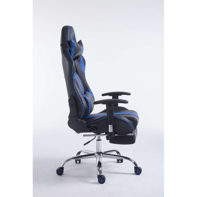 Chaise de bureau racing Limit avec repose-pieds, noir/bleu
