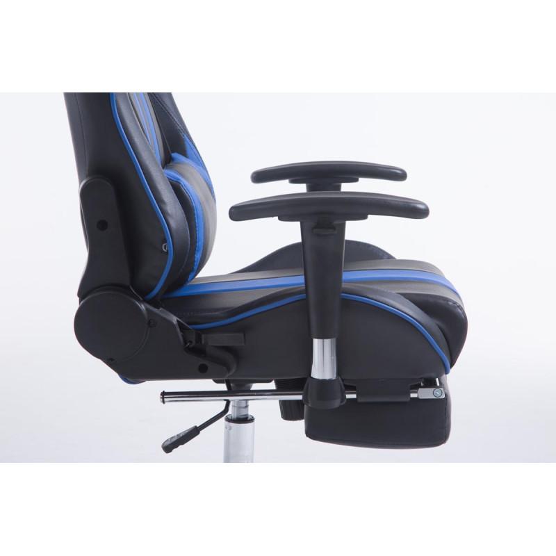 Chaise de bureau racing Limit avec repose-pieds, noir/bleu