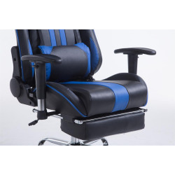 Chaise de bureau racing Limit avec repose-pieds, noir/bleu