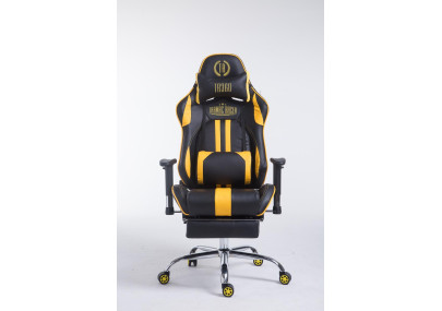 Sedia ufficio Racing Limit in similpelle Nero/giallo,Con poggiapiedi