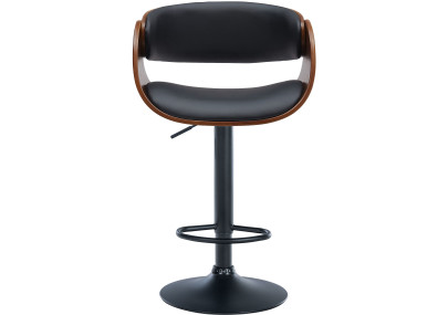 Tabouret de bar Portmore, similicuir, noyer noir/noir