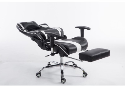 Chaise de bureau racing Limit avec repose-pieds, noir/blanc