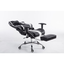Chaise de bureau racing Limit avec repose-pieds, noir/blanc
