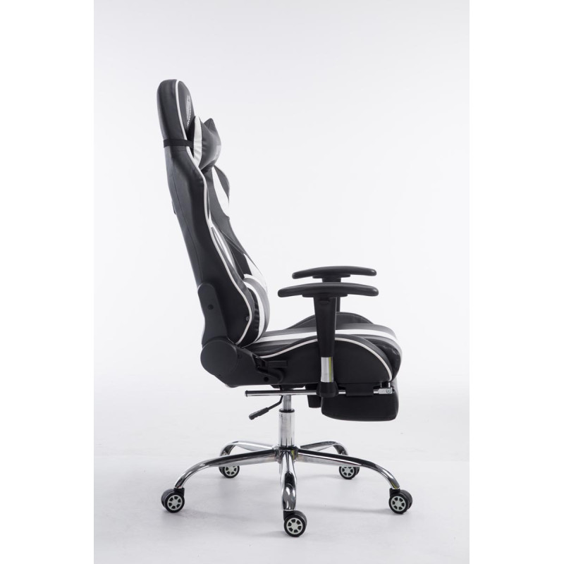 Chaise de bureau racing Limit avec repose-pieds, noir/blanc