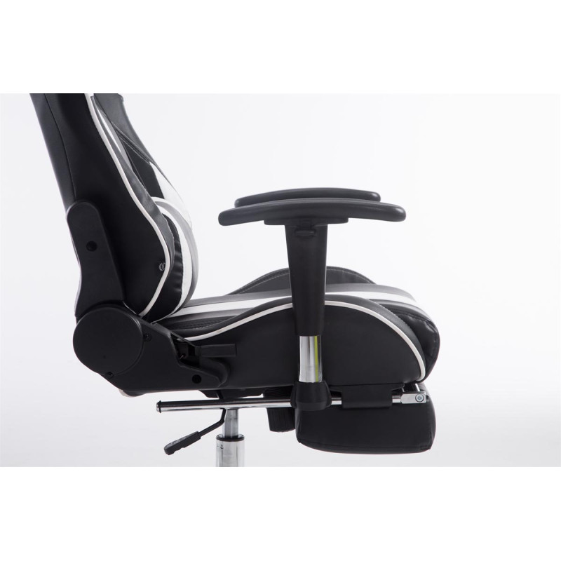Chaise de bureau racing Limit avec repose-pieds, noir/blanc
