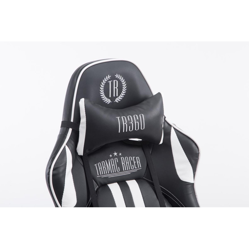 Sedia ufficio Racing Limit in similpelle bianco/nero,Con poggiapiedi