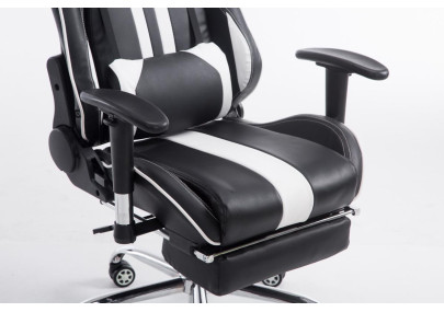 Chaise de bureau racing Limit avec repose-pieds, noir/blanc