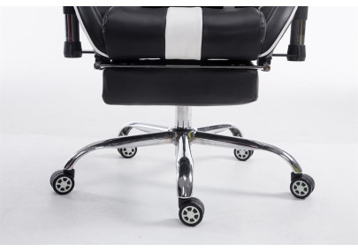 Chaise de bureau racing Limit avec repose-pieds, noir/blanc