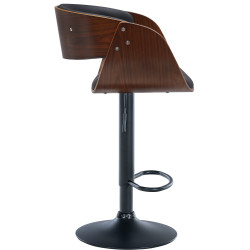 Tabouret de bar Portmore, similicuir, noir noyer/noir