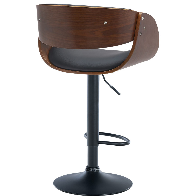 Tabouret de bar Portmore, similicuir, noir noyer/noir