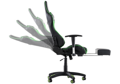 Silla Gaming Turbo Negro/verde,Simil cuero