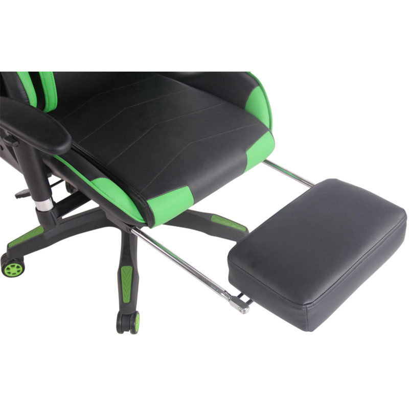 Fauteuil de bureau racing Turbo avec repose-pieds, noir/vert
