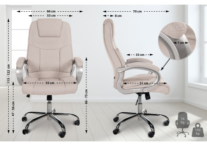 Silla De Oficina XXL Apoll En Tela Crema