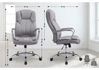 Fauteuil de bureau BIG Xanthos, tissu gris