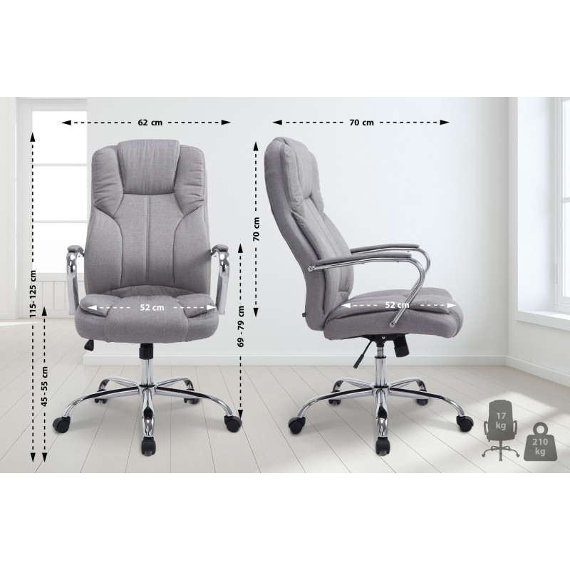 Fauteuil de bureau BIG Xanthos, tissu gris