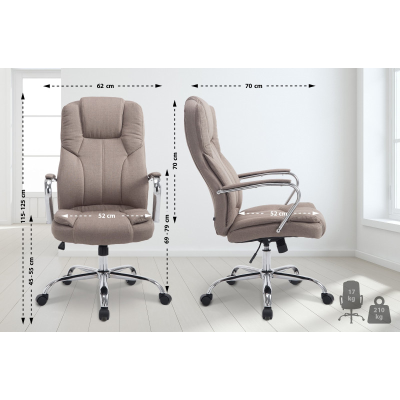 Grande chaise de bureau Xanthos, tissu taupe