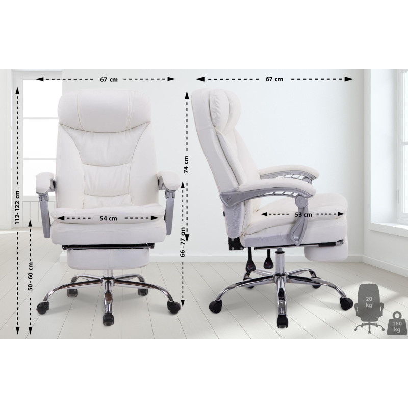 Sedia ufficio XL Troy in similpelle bianco