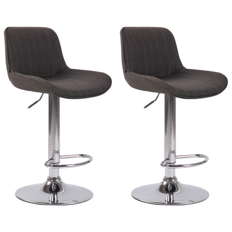 Ensemble de 2 tabourets de bar Lentini en tissu chromé gris foncé