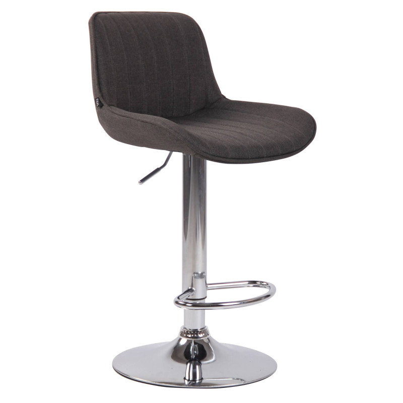 Ensemble de 2 tabourets de bar Lentini, tissu, chrome, gris foncé