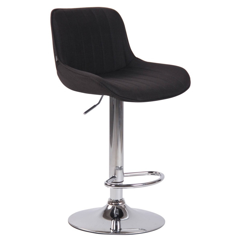 Ensemble de 2 tabourets de bar Lentini, tissu, chrome, noir