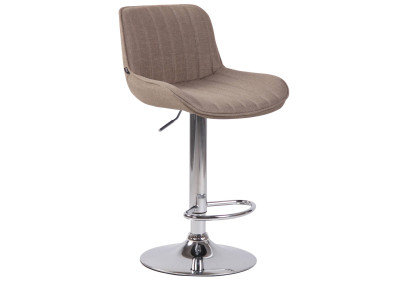 Ensemble de 2 tabourets de bar Lentini, tissu, chrome, taupe