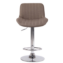 Ensemble de 2 tabourets de bar Lentini, tissu, chrome, taupe