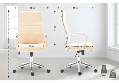 Chaise de bureau Columbus, crème