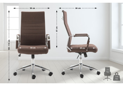 Chaise de bureau Columbus, tissu marron