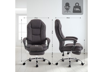 Chaise de bureau Castle, tissu gris foncé