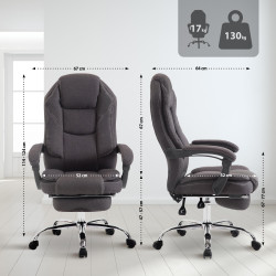 Chaise de bureau Castle, tissu gris fonc?