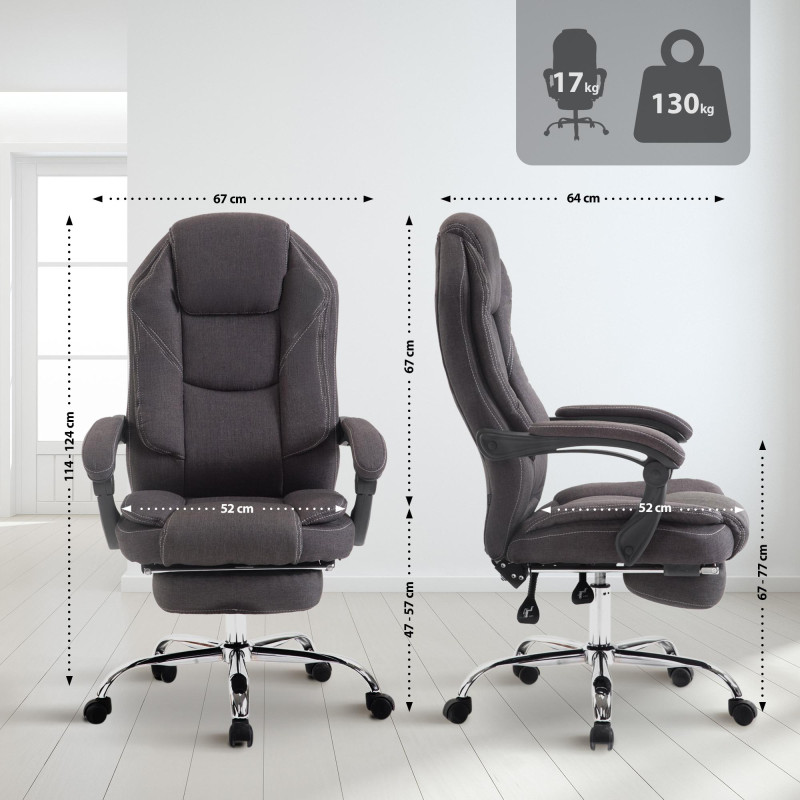 Chaise de bureau Castle, tissu gris fonc?