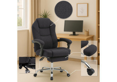 Chaise de bureau Castle, tissu noir