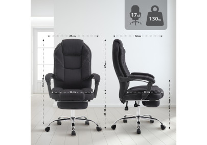 Chaise de bureau Castle, tissu noir