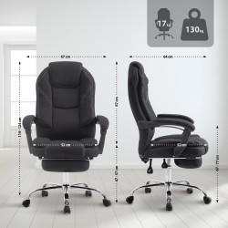 Chaise de bureau Castle, tissu noir