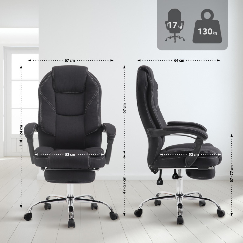 Chaise de bureau Castle, tissu noir