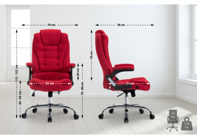 Chaise de bureau Thor, tissu rouge