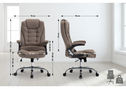 Chaise de bureau Thor, tissu taupe