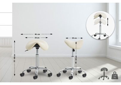 Taburete Con Ruedas Reno Crema