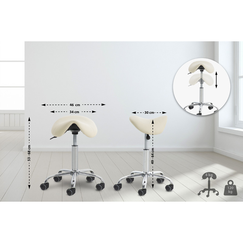 Taburete Con Ruedas Reno Crema