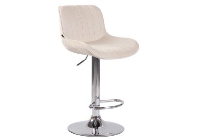 Lot de 2 tabourets de bar Lentini, velours, chrome et crème