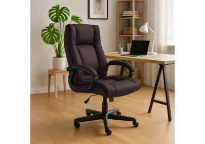 Fauteuil de bureau XL Sparta en similicuir marron