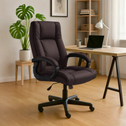 Fauteuil de bureau XL Sparta en similicuir marron
