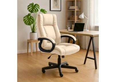 Fauteuil de bureau XL Sparta en similicuir cr?me